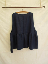 Load image into Gallery viewer, Relaxed Layering Vest Top in Navy Antique-Washed Linen
