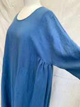 Load image into Gallery viewer, Sarah Smock Dress - Deep Sky Blue Antique-Washed Linen
