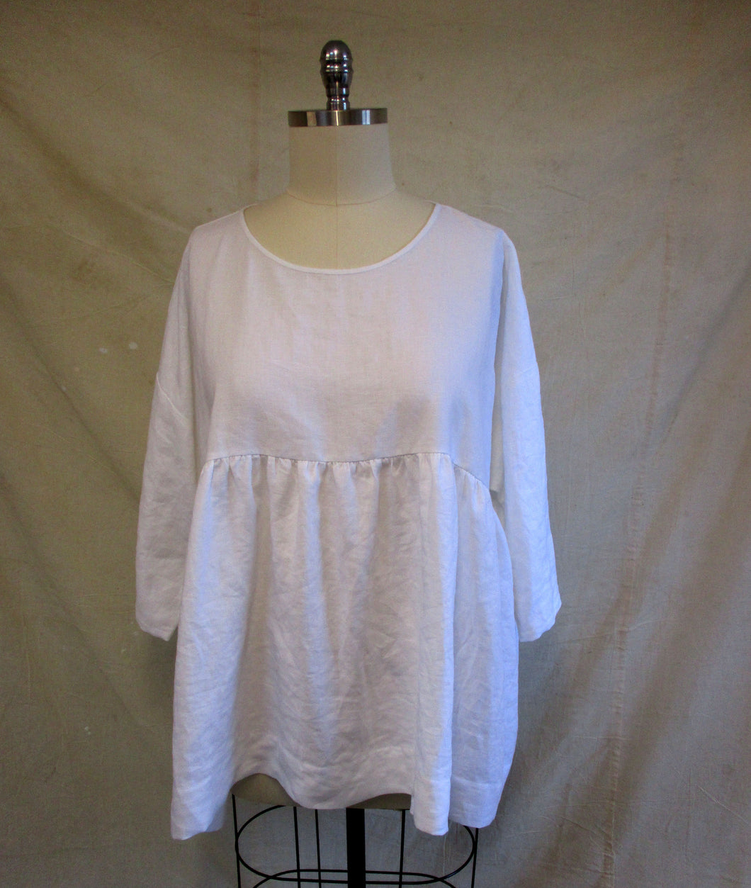 New Anna Top in White Antique Wash Linen